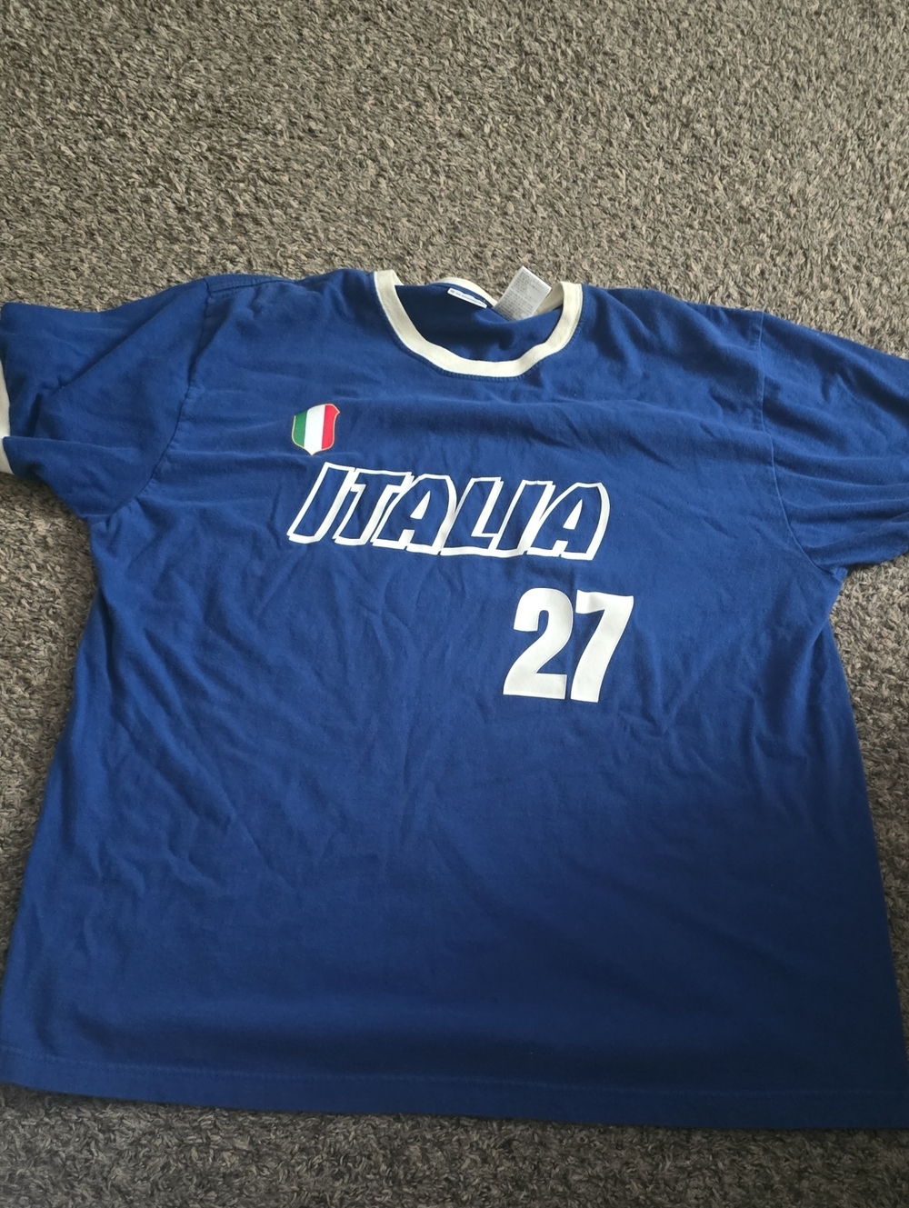 Mens Italia Blue Graphic Jersey Tee with Number 27